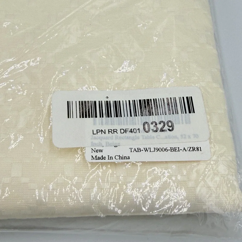 Joybest Jacquard Tablecloth 52x70 Beige Cream Rectangle Basketweave New